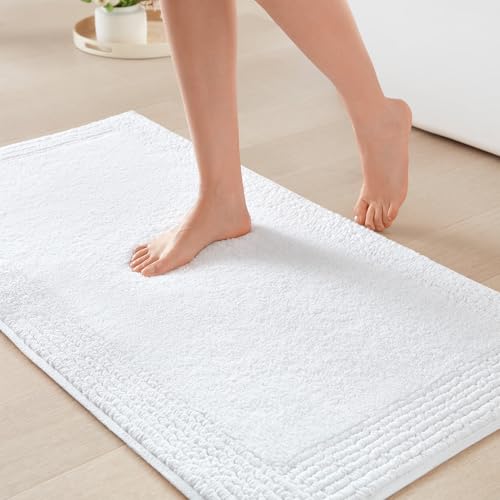 Madison Park Splendor Reversible 100% Cotton Bath Rug, 17 x 24, White | Tufted Bathroom Mat, 3000 GSM, Hotel Quality, Luxurious Plush, Medium Pile, Absorbent, Quick Dry, OEKO-TEX, Shower Room Décor - color: White, size: 1'5" x 2' (Rectangular)