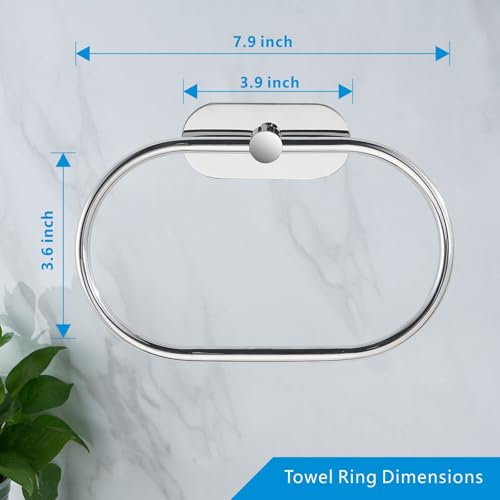 Towel Bar/Bath Towel Ring, Self Adhesive Hand Towel Ring for Bathroom, Stainless Steel Sticky Hand Towel Holder, No Drilling Modern Round Towel Hanger Wall Mounted (Chrome) - color: Chrome