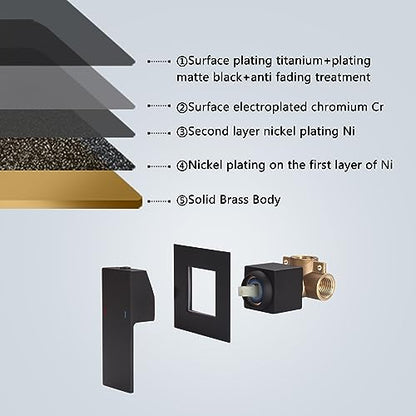 Waterfall Wall Mount Faucet Bathroom Bathtub Tub Faucet Bathroom Sink Faucet Single Handle Tub Filler Rough-in Valve Included Matte Black Modern Basin Mixer Tap - color: Matte Black