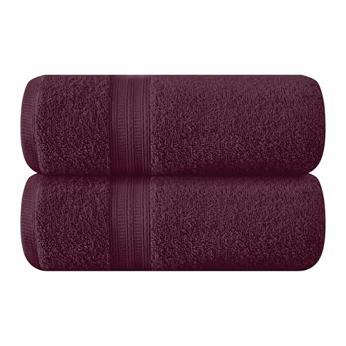 BOUTIQUO Cotton 2 Pack Oversized Bath Towel Set, Large Bath Towels 27x54, Ultra Soft, Absorbent, Compact, Quick Drying and Lightweight, Eco-Friendly and 100% Recyclable Towel Set - Burgundy - color: Burgundy, size: Bath Towel - Pack of 2