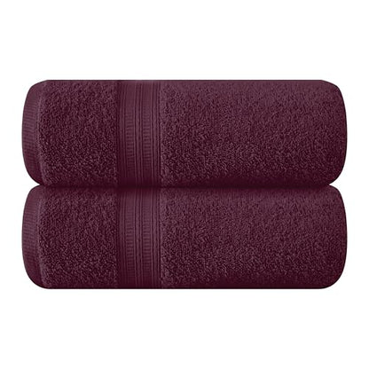 BOUTIQUO Cotton 2 Pack Oversized Bath Towel Set, Large Bath Towels 27x54, Ultra Soft, Absorbent, Compact, Quick Drying and Lightweight, Eco-Friendly and 100% Recyclable Towel Set - Burgundy - color: Burgundy, size: Bath Towel - Pack of 2