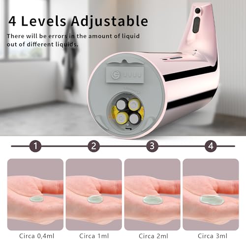 Automatic Liquid Soap Dispenser, 4-Level,13.5oz Touchless | Plastic,400ml Electric Battery Operated Hand & Dish Countertop Soap Dispensers with Sensor for Bathroom,Kitchen Sink - color: Rose Gold, style: Battery
