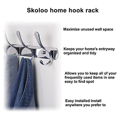 SKOLOO Modern Metal Wall Coat Rack with 5 Hooks, Sturdy Wall Hook Rack for Hanging Jacket, Clothes, Hat, Silver - color: Silver