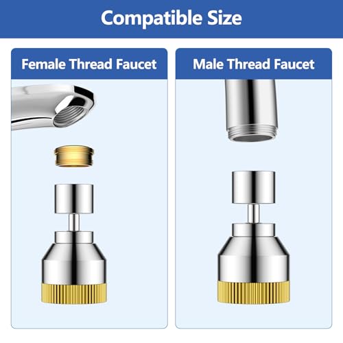 Faucet Sink Aerator/Extender/Sprayer/nozzle,Faucet Attachment Replacement for Bathroom&Kitchen, Anti-slip Swivel Aerator with 55/64" Threaded Adapter (Standard Silver) - color: Standard Silver