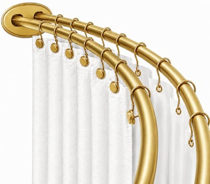 Utopia Alley Signature Aluminum Series Double Curved Shower Curtain Rod, Adjustable 45-72 Inch, Rustproof Aluminum, Dual Rod Design, Separates Curtain & Liner, Adds 8 Inches More Space, Bright Gold - color: Bright Gold