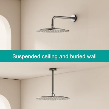 All Metal Rain Shower Head - Heavy Duty Stainless Steel, Easy Install, High Water Flow, Ultra-Thin Modern Design for Bathroom (Brushed Nickel, 10）BNW0088 - color: Brushed Nickel, size: 10