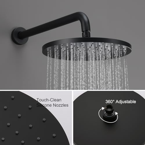 Iriber Shower System Wall Mounted Shower Faucet Mixer Set with Luxury High Pressure Shower head and 3-Setting Handheld, Bathroom Shower Trim Kit Contain Pressure Balance Valve, Matte black - color: Matte Black