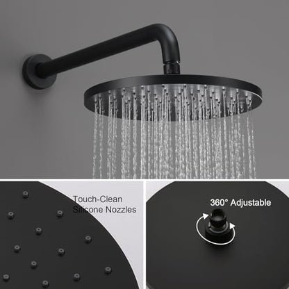 Iriber Shower System Wall Mounted Shower Faucet Mixer Set with Luxury High Pressure Shower head and 3-Setting Handheld, Bathroom Shower Trim Kit Contain Pressure Balance Valve, Matte black - color: Matte Black