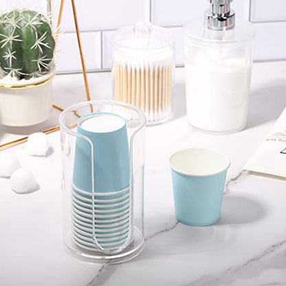 Bathroom Cup Dispenser, 3oz-5oz Small Disposable Paper Cups Holder Clear | for Bathroom Vanity Countertop's Rinsing/Mouthwash Cups - color: Clear