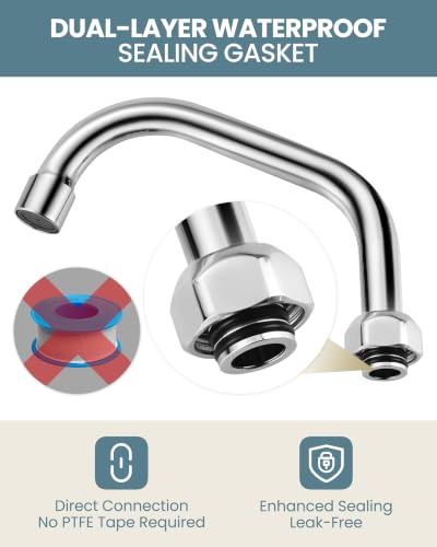 G3/4" Female Thread - 6" Commercial Faucet Swivel Spout Replacement: iVIGA Add-on Swing Nozzle - Chrome Polished - for G3/4" Male Thread Faucets Only - 1.8gpm/2.2gpm Aerator - size: 6 Inch