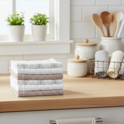 100% Cotton Washcloths 12x12 in, Sand (6 Pack) - color: Sand