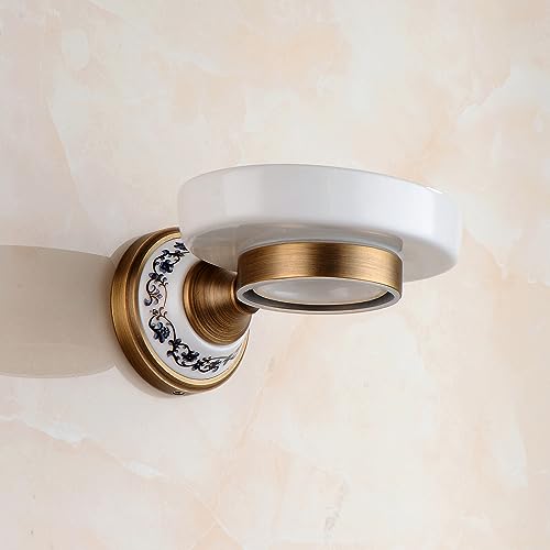 Antique Bronze Brass Soap Dish, Soap Holder Wall Mounted Bathroom Hardware Accessories,Porcelain Design - color: Soap Holder