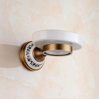 Antique Bronze Brass Soap Dish, Soap Holder Wall Mounted Bathroom Hardware Accessories,Porcelain Design - color: Soap Holder