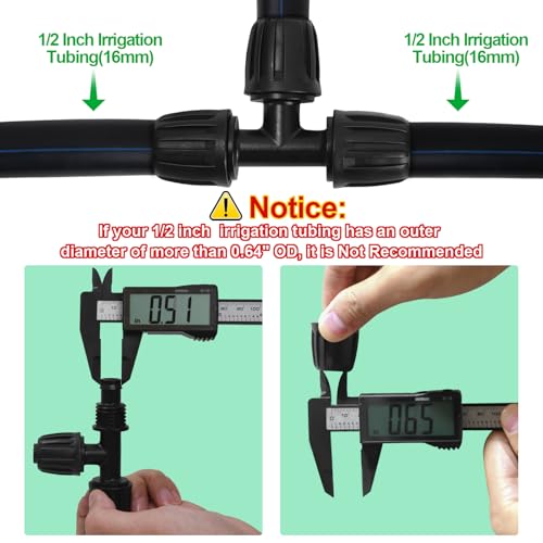 1/2 Inch Drip Tubing Irrigation Fittings Kit - 20 Pieces Set 1/2'' Drip Line Anti-Drop Barbed Lock Nut Connectors- 4 Couplings 4 Tees 4 Elbows 2 Valves 2 1/2'' to 1/4'' Reducers 4 Plugs - size: 1/2" Drip Fitting