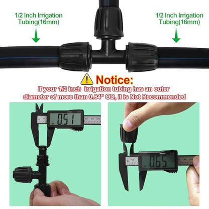 1/2 Inch Drip Tubing Irrigation Fittings Kit - 20 Pieces Set 1/2'' Drip Line Anti-Drop Barbed Lock Nut Connectors- 4 Couplings 4 Tees 4 Elbows 2 Valves 2 1/2'' to 1/4'' Reducers 4 Plugs - size: 1/2" Drip Fitting