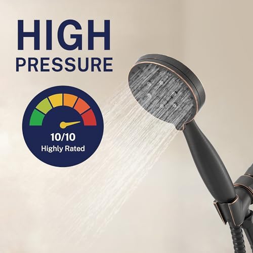 HammerHead Showers® Solid Metal 3-Spray Handheld Shower Head with Long Hose and Holder - OIL RUBBED BRONZE - 2.5 GPM High Pressure Shower Head with Handheld Sprayer - WIDE, MASSAGE, and MIST Sprays - color: Oil Rubbed Bronze, size: 2.5 GPM Standard