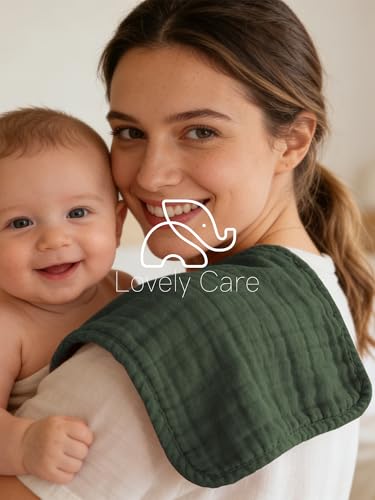 Lovely Care 12 Pack Muslin Burp Cloths 100% Cotton Muslin Cloths Large 20''x10'' Extra Soft and Absorbent Baby Burping Cloth - Sage, Teal and Blue - color: Sage, Teal and Blue, size: 10x20 Inch (Pack of 12)