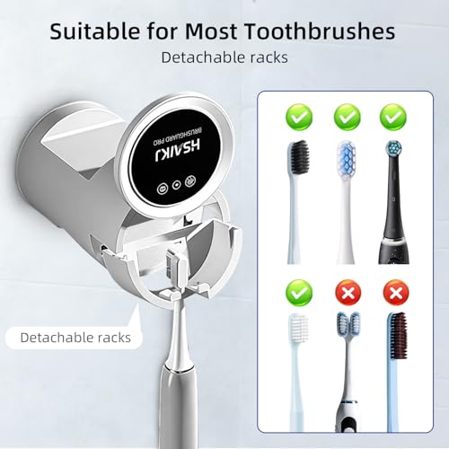 Wall Mounted Toothbrush Holder with Automatic Care Cycle, Heated Air Drying, UV Light Care, Magnetic Cup & Toothpaste Storage (White) - color: White