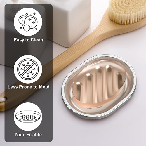 Stainless Steel Soap Dish, 2 Pack, Large Double-Layer Draining Tray | Metal Bar Soap Dish for Bathroom, Shower, Kitchen Sink Counter, Container for Sponges, Steel wool, Scrub brushes, Anti-Rust - color: Striped-2pcs