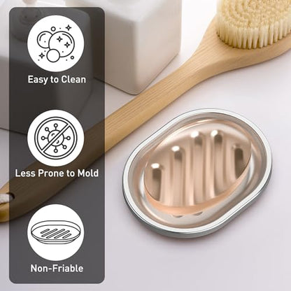 Stainless Steel Soap Dish, 2 Pack, Large Double-Layer Draining Tray | Metal Bar Soap Dish for Bathroom, Shower, Kitchen Sink Counter, Container for Sponges, Steel wool, Scrub brushes, Anti-Rust - color: Striped-2pcs