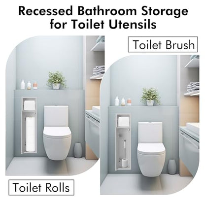 Stainless Steel Recessed Toilet Paper Holder, Brushed Nickel Toilet Paper Storage Wall-mounted (24.8"H x 7.09"W x 4.72"D)