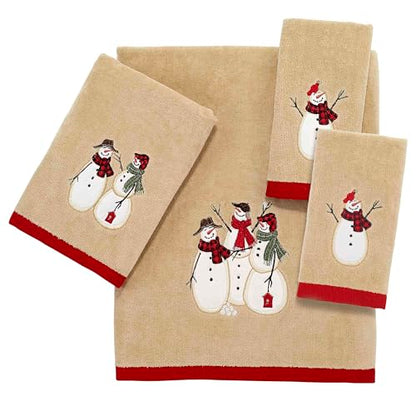 Avanti Linens - Fingertip Towels, Soft & Absorbent, Embroidered, Christmas Decorations, Set of 4 (Snowmen Gathering Collection) - size: 4pc Fingertip Towels