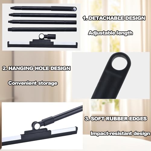 Floor Squeegee - 52 Inch Adjustable Long Handle 14.2 Inch Rubber Blade 180° Rotatable Head Heavy Duty Squeegee Broom for Floor Window Bathroom Tile Garage Concrete Shower Patio (Black) - color: Black