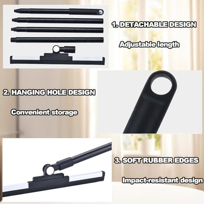 Floor Squeegee - 52 Inch Adjustable Long Handle 14.2 Inch Rubber Blade 180° Rotatable Head Heavy Duty Squeegee Broom for Floor Window Bathroom Tile Garage Concrete Shower Patio (Black) - color: Black