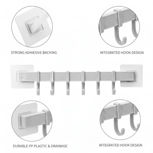 Adhesive Shower Caddy, 13.6-Inch Wide No-Drill Wall Mount Rack for Bathroom & Kitchen, PP Plastic Storage Organizer (1 PC) - color: Gray