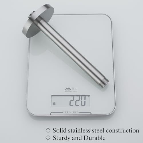 RANDOM Straight Shower Arm with Flange Brushed Nickel 8 Inches Ceiling Mount Shower Head Extension Arm Ceiling-Mounted For Fixed Shower Head.RD-91038-8BN - color: 8″ Brushed Nickel(Round Flange)