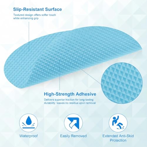 Anti Slip Shower Stickers - 50 PCS Bathtub Non Slip Stickers with Premium Scraper for Bath Tub Shower Bathroom Edge of Bath Tub Shower Floor Swimming Pool Stairs Ladders Boats (Blue)