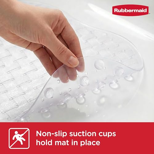 Rubbermaid INSTAMAT Bath Tub Shower Mat, Non-Slip Tub Mat with Suction Cups, Bath Mat Hangs on Showerhead for Quick Dry, 27.2 x 15.2 Inch, BPA-Free, Easy to Clean, for Inside Tub or Shower, Clear - color: Clear