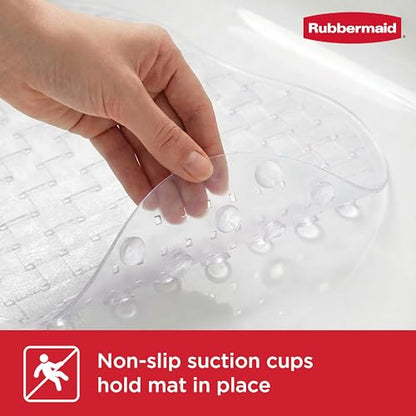 Rubbermaid INSTAMAT Bath Tub Shower Mat, Non-Slip Tub Mat with Suction Cups, Bath Mat Hangs on Showerhead for Quick Dry, 27.2 x 15.2 Inch, BPA-Free, Easy to Clean, for Inside Tub or Shower, Clear - color: Clear