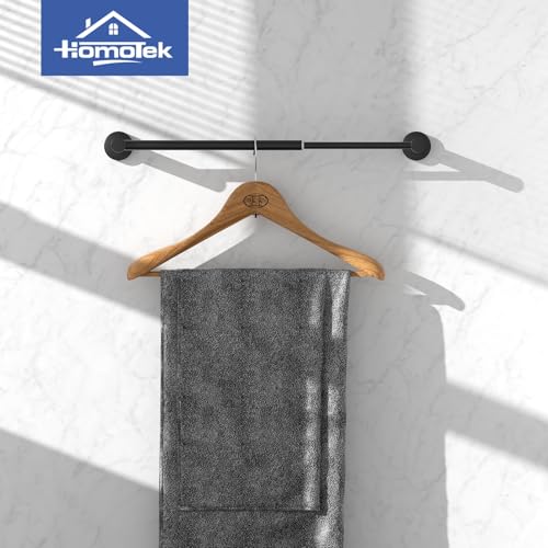 2 Pack Adjustable Towel Bar, HOMOTEK Economical Bathroom Towel Holders, Towel Rod Size from 12 Inch to 22 Inch Single Towel Racks, Wall Mount Towel Rail, Hanger Towel Hook for Kitchen(Matte Black) - color: Economical-matte Black, size: 2 Pack