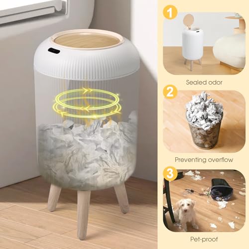 Motion Sensor Bathroom Trash Can,3 Gallon Auto Touchless Trash Bin | Automatic Garbage can with Lid and Legs,Electric,Tall,Plastic,Small White wastebasket for Bedroom,office,kitchen,RV,Toilet - color: White