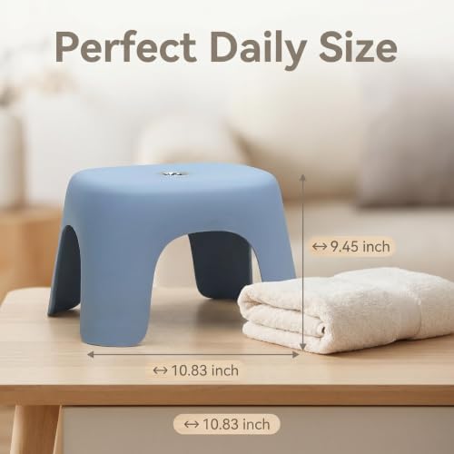 Plastic Bath Step Stool, ABS Shower Stool with Non-Slip Base for Bathroom, Kitchen, Home, Blue - color: Blue