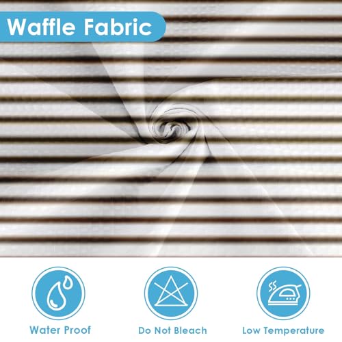 3 in 1 Shower Curtain and Liner,72 x 72 inch, Striped Brown | Blue Rustic Neutral Modern Double Layers Waterproof Fabric with See Through Top Window Open Grommet Bath Curtain - color: Brown Striped