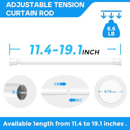 Spring Tension Curtain Rod 12-19 Inch, 2 Pack Tension Rods, White | No Drill, PVC Anti-Slip Caps, Rust Resistant, Stylish, Cost Effective, Fits Window Kitchen Curtain Doorway Bathroom Closet - color: White, size: 12-19 inch-2Pack