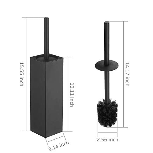 Stainless Steel Toilet Bowl Brush and Holder for Bathroom Storage Organization - color: Matte Black