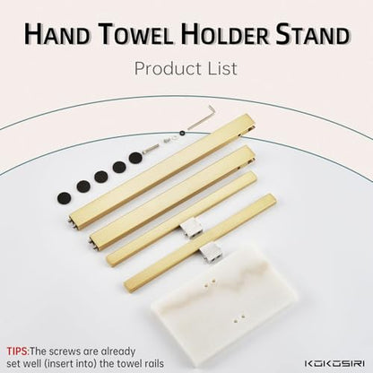 KOKOSIRI Hand Towel Bars Standing Towel Rack with Marble Base for Bathroom Kitchen Vanity Countertop, Gold Stainless Steel 15.7'' Height THS0001-SM-BG - color: Brushed Gold, size: 2-Bar
