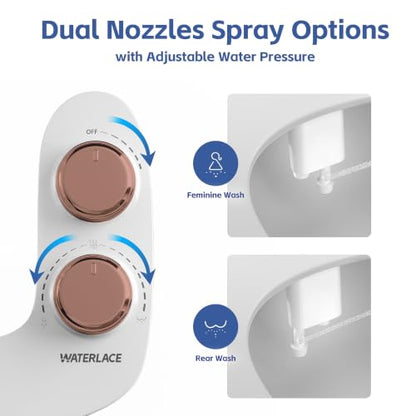 Bidet Attachment for Toilet Seat Water Pressure - Non Electric Bidets Self Cleaning Sprayer - Dual Nozzle Bidet Attachments Toilets Spray - Adjustable Bidets Wash Butt Cleaner for Bathroom Gifts - color: Rose Gold