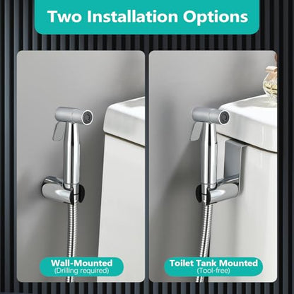 BARROCK Chrome Handheld Bidet Sprayer for Toilet,Stainless Steel Baby Cloth Diaper Jet Spray Kit,Bathroom Toilet Bidet Attachment Set with Adjustable Water Pressure for Bathing Pets and Feminine Wash - color: Chrome