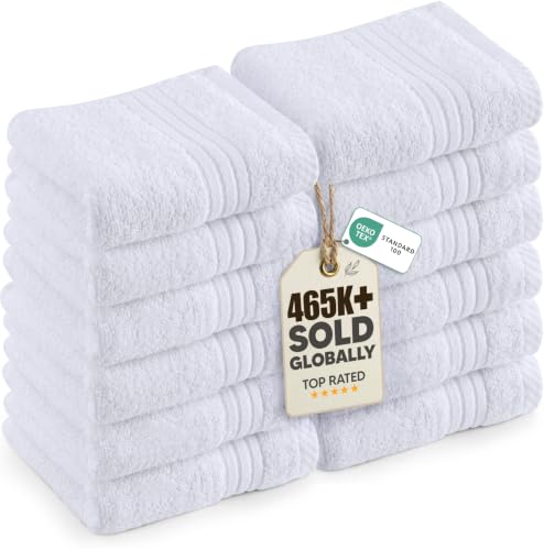 Utopia Towels 12 Pack Premium Wash Cloths, 12x12 in, 100% Cotton, White | Highly Absorbent Soft Feel Lightweight Washcloths - Premium Ring Spun Cotton, Ideal for Bathroom, Spa, Gym & Face - color: White
