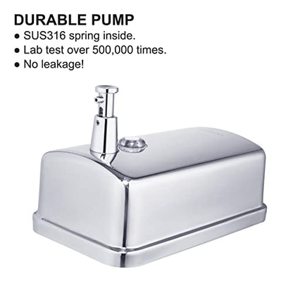 Commercial Soap Dispenser Wall Mount Stainless Steel, 37 fl.oz. | 1100ml Manual Liquid Pump Rust-Proof Leak Free for Bathroom - size: 37 fl oz