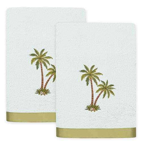 Flourish 2-Piece Bath Towel Set, Lustrous Palm Motif, Superior Turkish Cotton, Ultra Absorbent, Chic Bathroom Upgrade, 2 Bath Towels, Aqua - color: Aqua, size: 2 Pcs Bath Towel