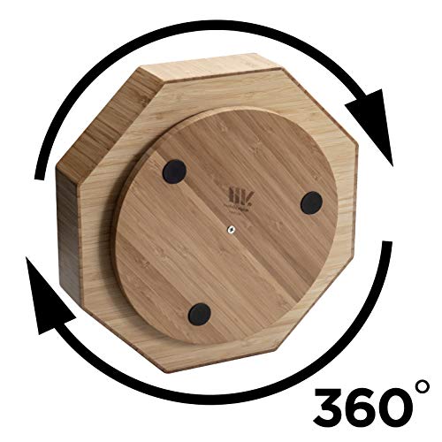 Bamboo 360 Rotating Bathroom Toiletry & Cosmetic Spinning Tray for Countertops and Vanity with Lazy Susan Turntable, 10” Diameter with 2” Ledge