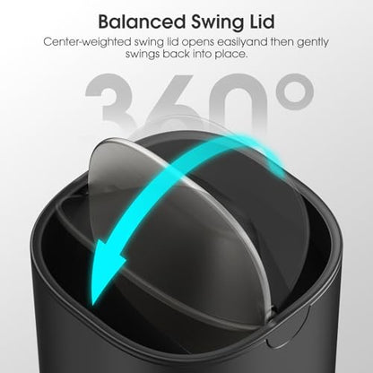 CEROELDA Mini Desktop Trash Can with Swing-Top Lid, 0.4 Gal/1.5L Tabletop Trash Can, Small Wastebasket for Bathroom Countertop, Vanitie, Coffee Area, or Office (Black) - color: Black