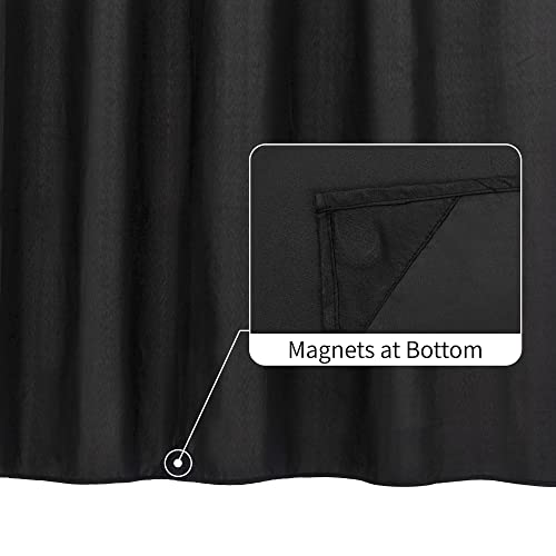 ALYVIA SPRING Stall Fabric Shower Curtain Liner Waterproof - Soft & Lightweight Small Shower Curtain with Magnets for Narrow Stall Size, Machine Washable - 36x72, Black - color: Black, size: 36"W x 72"L (Pack of 1)