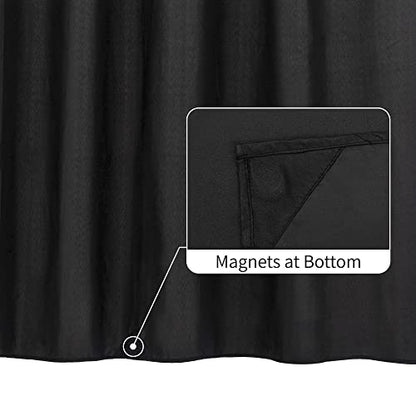 ALYVIA SPRING Stall Fabric Shower Curtain Liner Waterproof - Soft & Lightweight Small Shower Curtain with Magnets for Narrow Stall Size, Machine Washable - 36x72, Black - color: Black, size: 36"W x 72"L (Pack of 1)