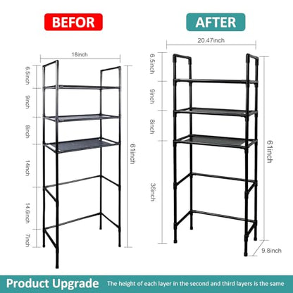 Over The Toilet Storage Shelf,3 Tier Storage Over Toilet,New Upgraded Multifunctional Over The Toilet Rack Increase in Width and Thickness,Space Saver Bathroom Shelves,More Stable and Easy to Install